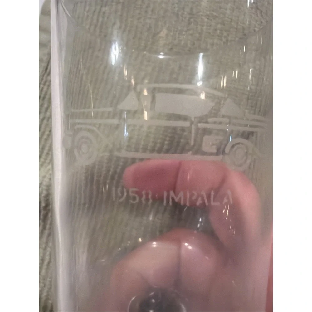 Set Of 8 Vtg Federal Glass Nordic Barware  With Etched Classic Car &2 Server0051